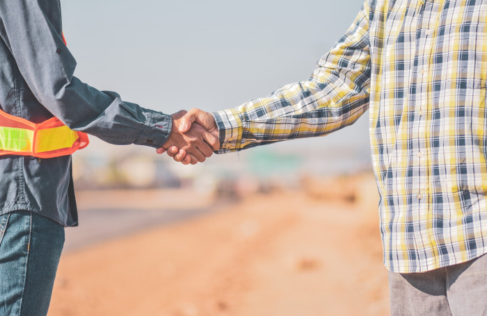 Construction shaking hands 